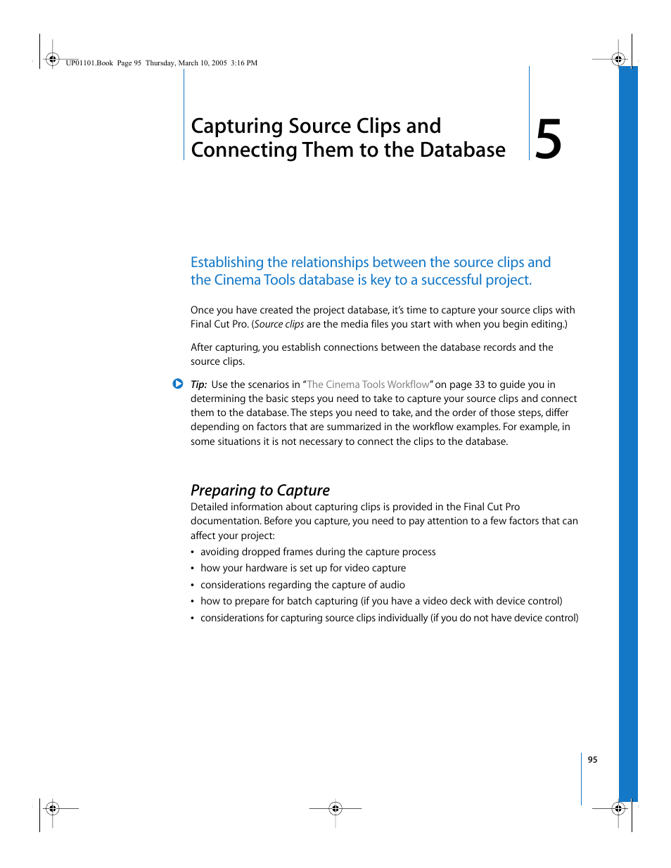 Preparing to capture, Chapter 5, Ee chapter 5 | Apple Cinema Tools 3 User Manual | Page 95 / 235