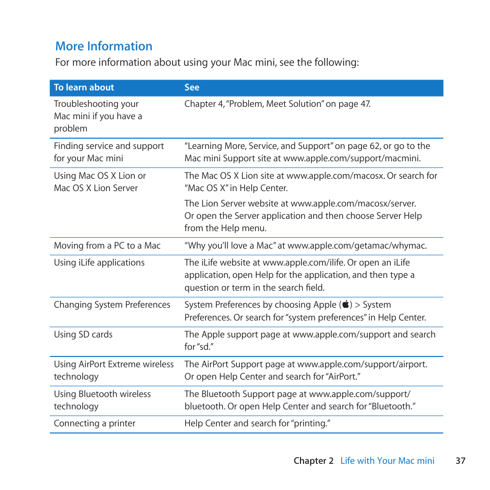 More information | Apple Mac mini (Mid 2011) User Manual | Page 37 / 84