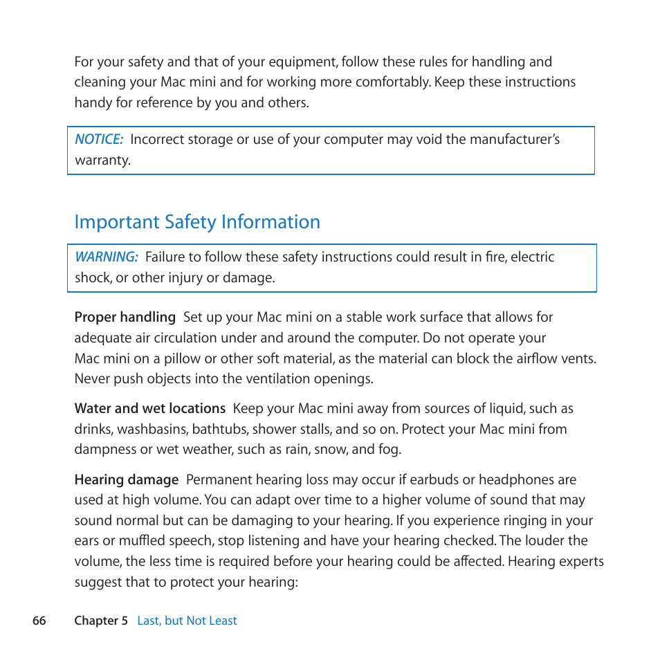 Important safety information, 66 important safety information | Apple Mac mini (Mid 2011) User Manual | Page 66 / 84