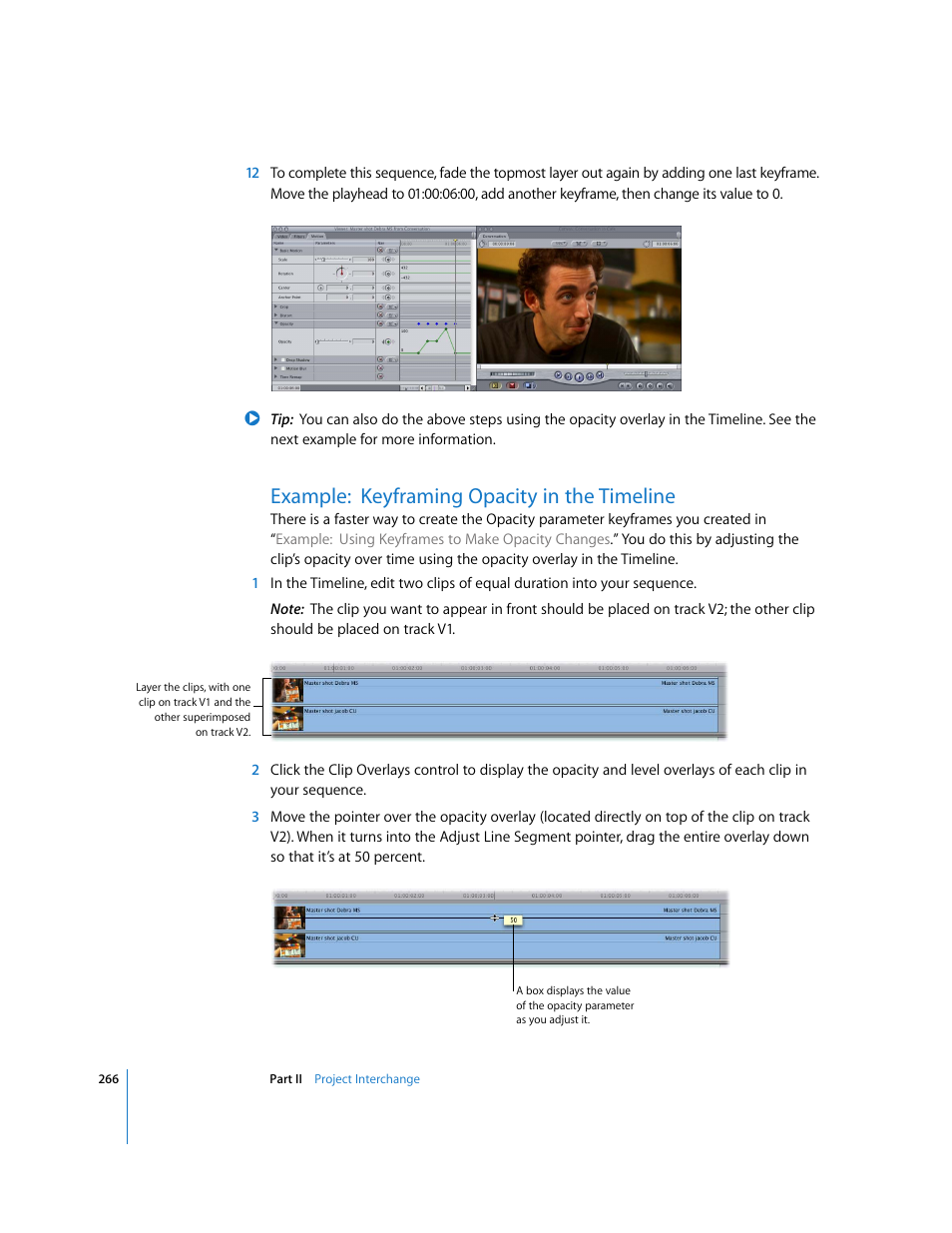 Example: keyframing opacity in the timeline | Apple Final Cut Pro 5 User Manual | Page 1053 / 1868