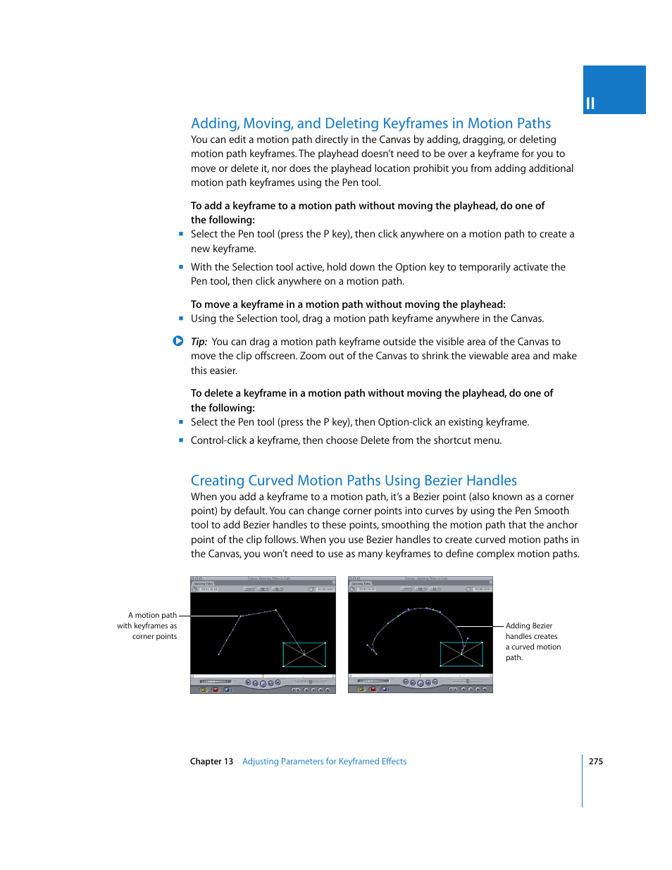 Creating curved motion paths using bezier handles | Apple Final Cut Pro 5 User Manual | Page 1062 / 1868