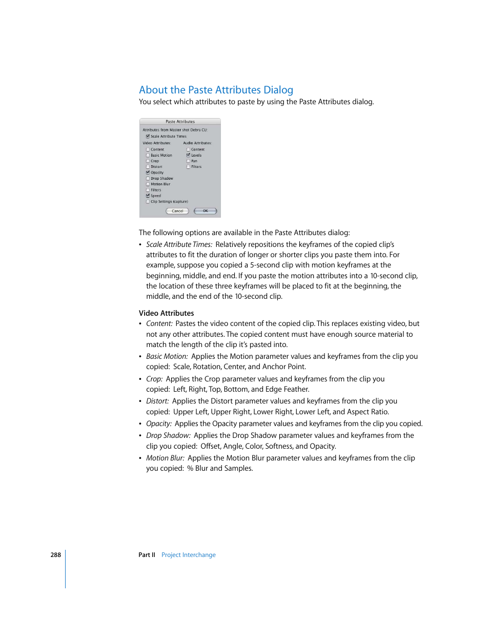 About the paste attributes dialog | Apple Final Cut Pro 5 User Manual | Page 1075 / 1868