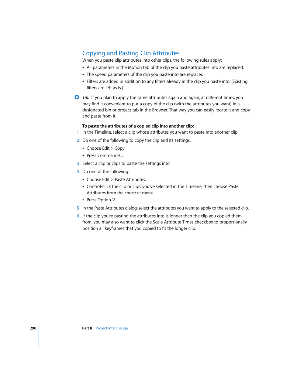 Copying and pasting clip attributes | Apple Final Cut Pro 5 User Manual | Page 1077 / 1868