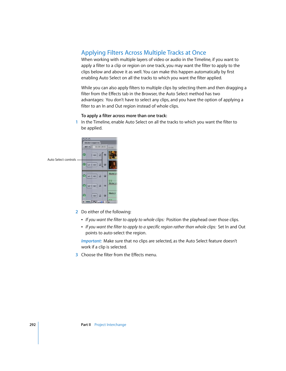 Applying filters across multiple tracks at once | Apple Final Cut Pro 5 User Manual | Page 1079 / 1868