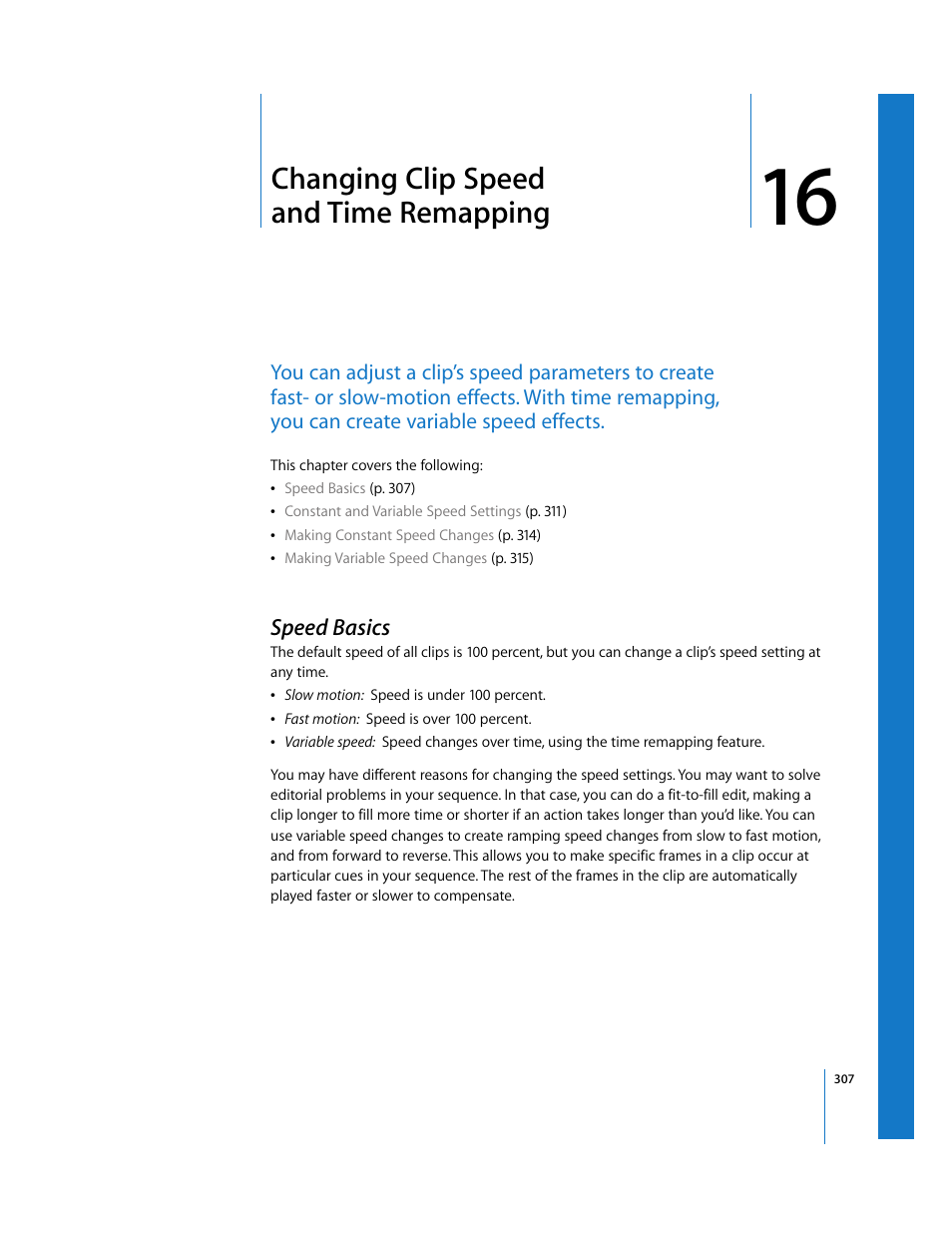 Changing clip speed and time remapping, Speed basics, Chapter 16 | Apple Final Cut Pro 5 User Manual | Page 1094 / 1868