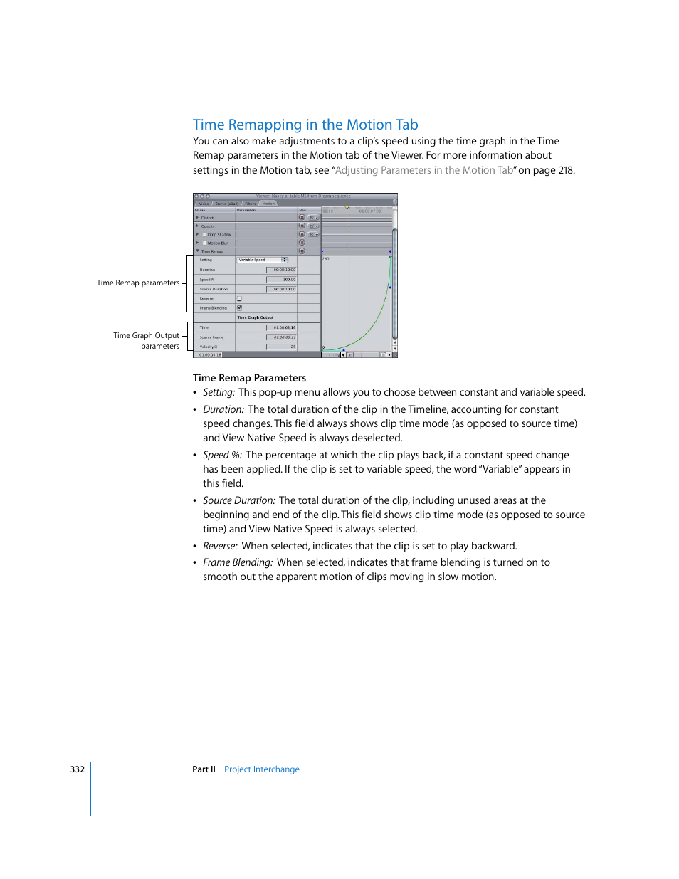 Time remapping in the motion tab | Apple Final Cut Pro 5 User Manual | Page 1119 / 1868