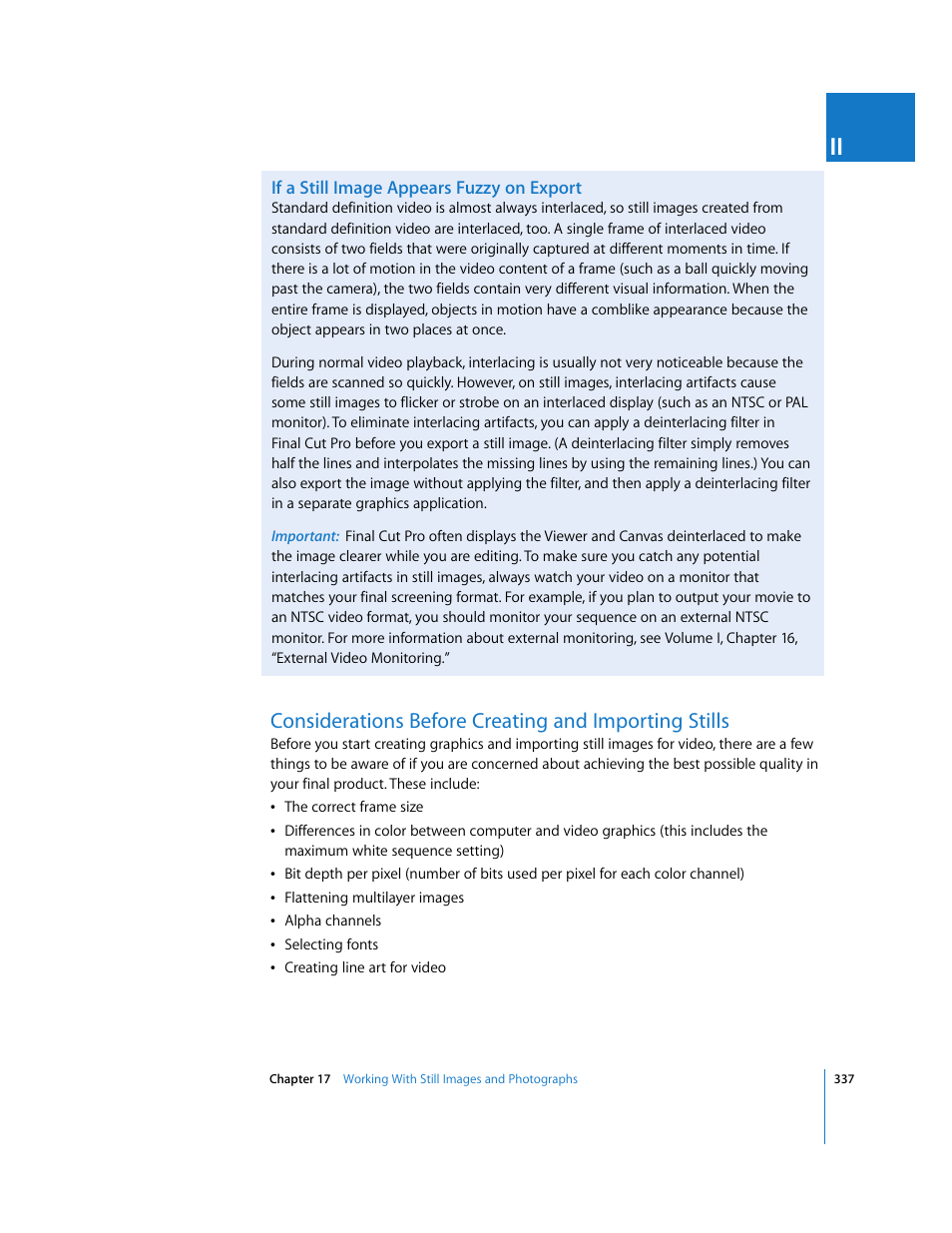 If a still image appears fuzzy on export, P. 337) | Apple Final Cut Pro 5 User Manual | Page 1124 / 1868