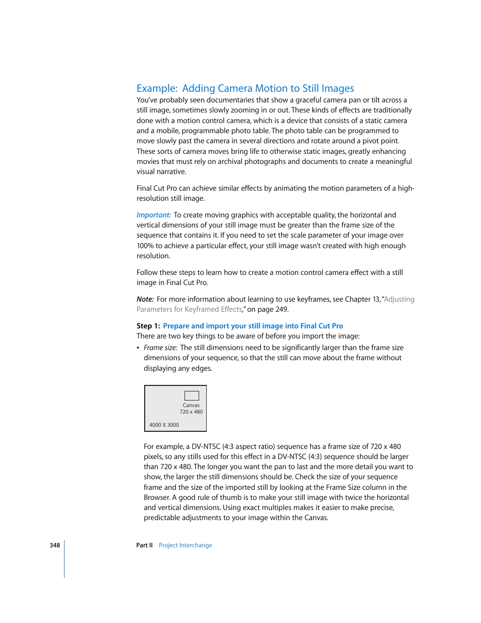 Example: adding camera motion to still images, P. 348) | Apple Final Cut Pro 5 User Manual | Page 1135 / 1868