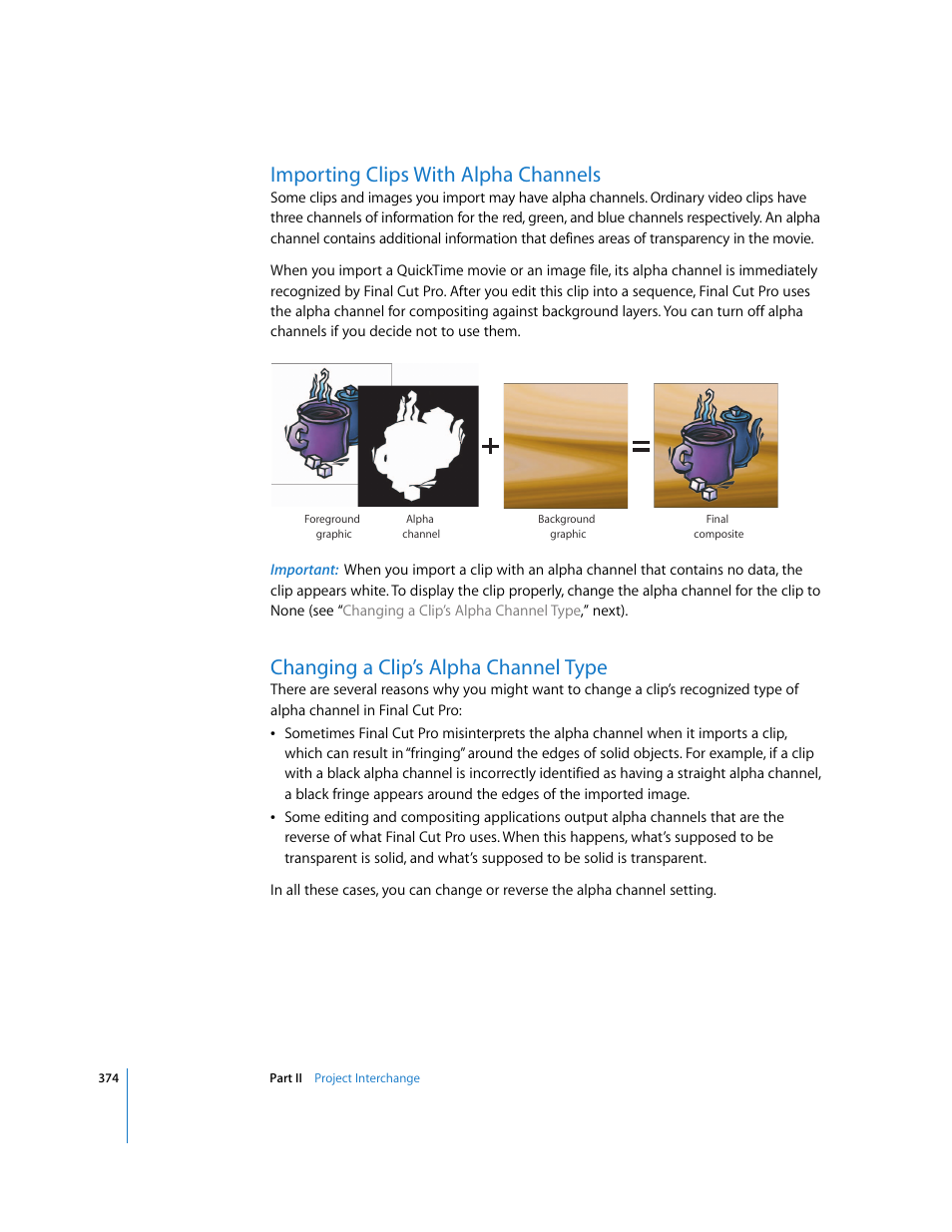 Importing clips with alpha channels, Changing a clip’s alpha channel type | Apple Final Cut Pro 5 User Manual | Page 1161 / 1868