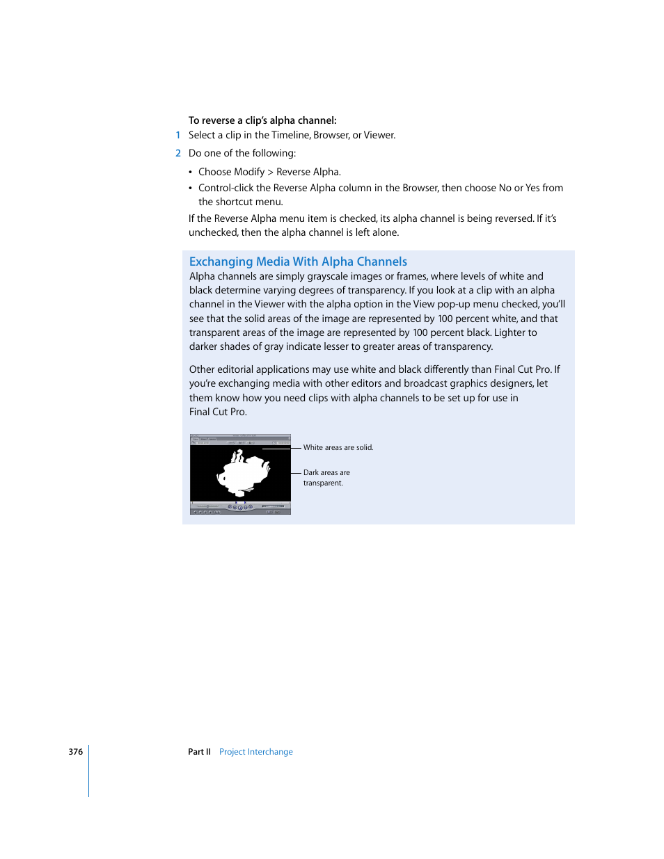 Exchanging media with alpha channels | Apple Final Cut Pro 5 User Manual | Page 1163 / 1868