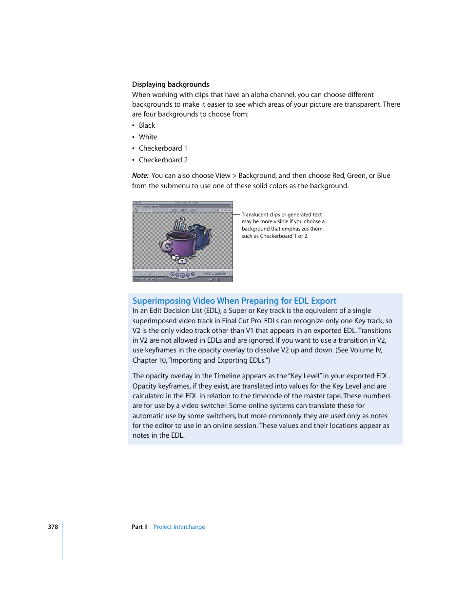 Superimposing video when preparing for edl export | Apple Final Cut Pro 5 User Manual | Page 1165 / 1868