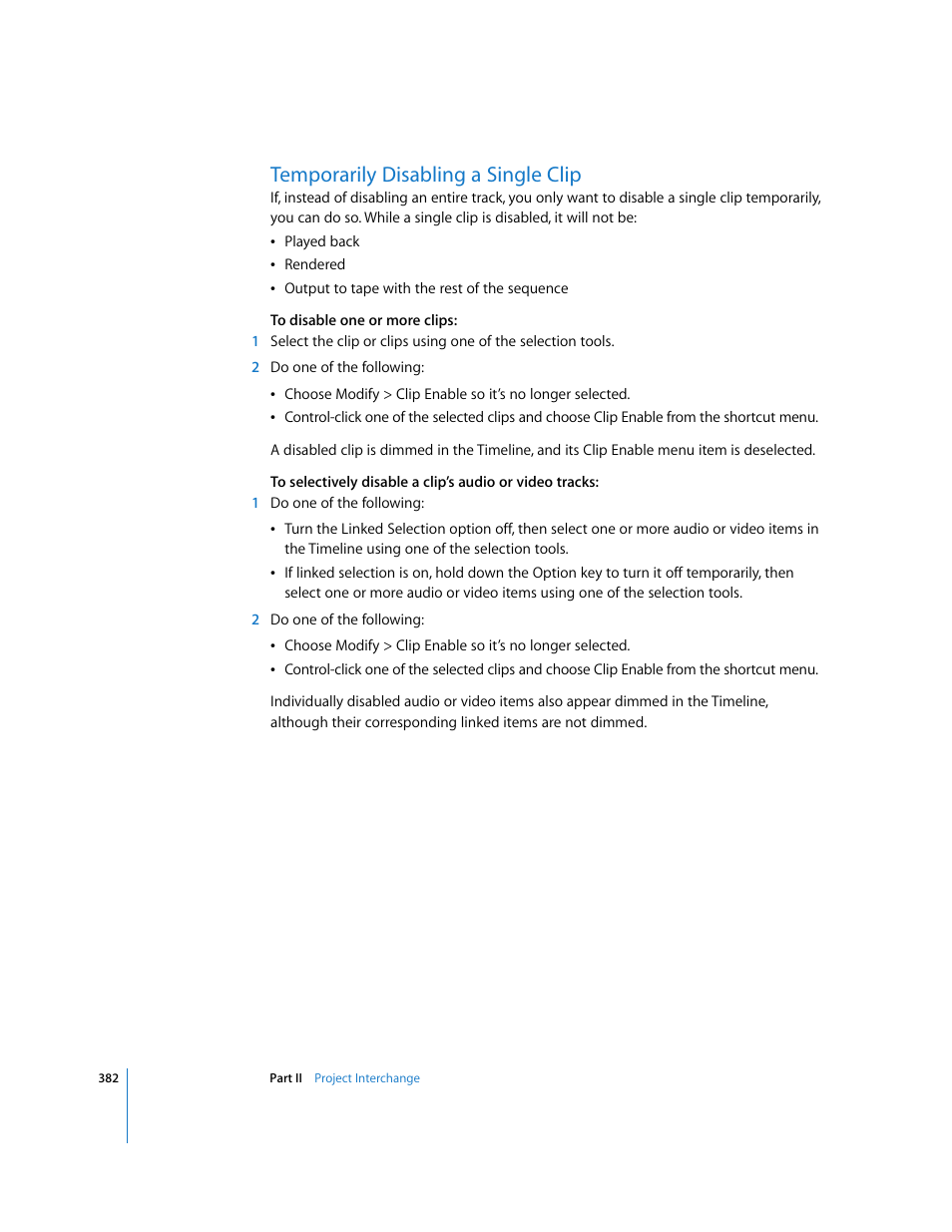 Temporarily disabling a single clip | Apple Final Cut Pro 5 User Manual | Page 1169 / 1868