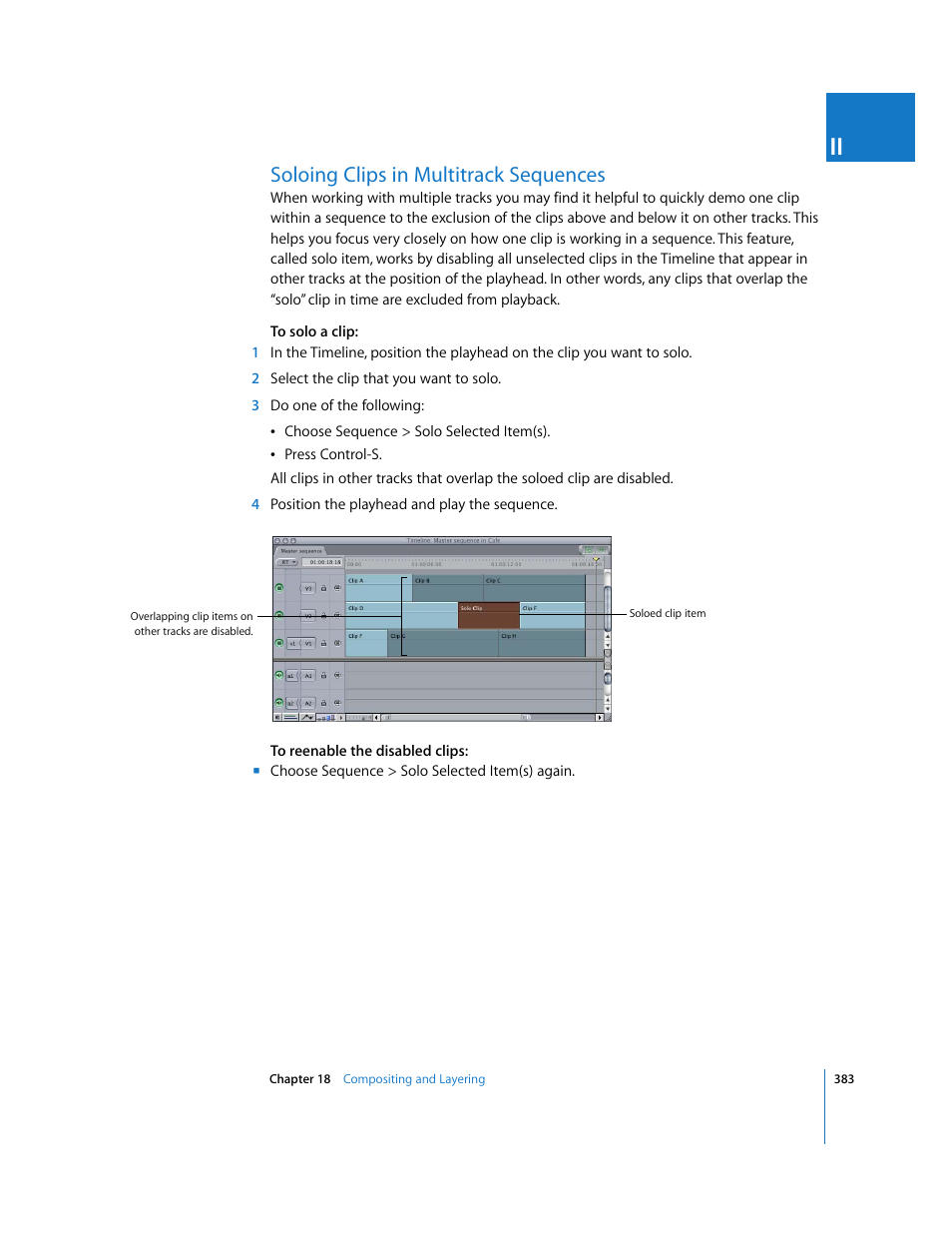 Soloing clips in multitrack sequences | Apple Final Cut Pro 5 User Manual | Page 1170 / 1868