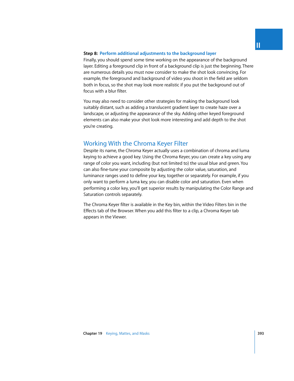 Working with the chroma keyer filter | Apple Final Cut Pro 5 User Manual | Page 1180 / 1868