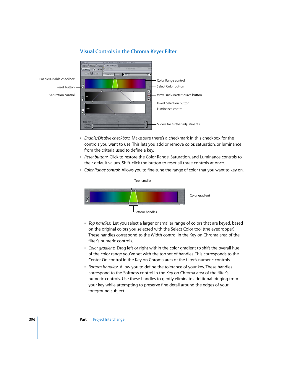 Visual controls in the chroma keyer filter | Apple Final Cut Pro 5 User Manual | Page 1183 / 1868