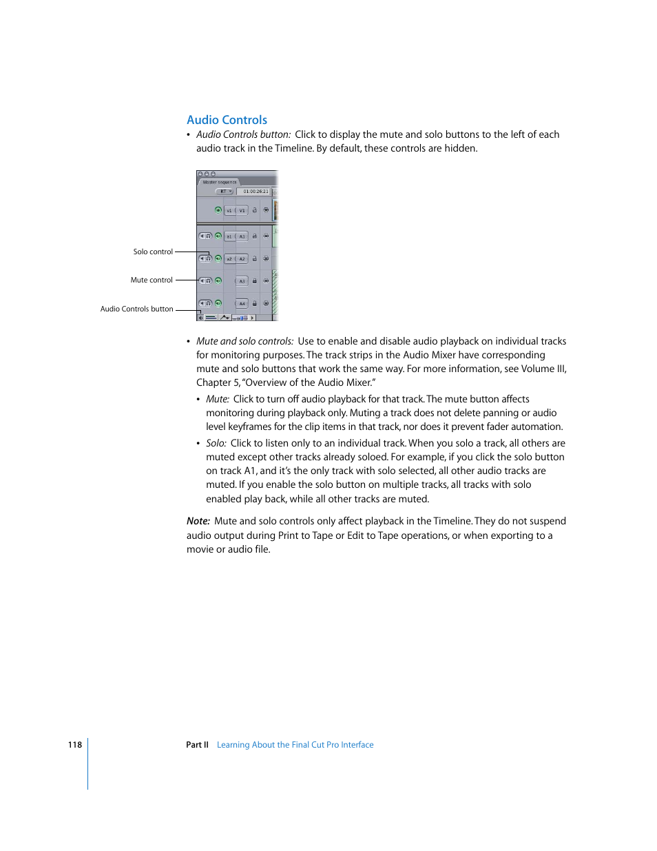 Audio controls | Apple Final Cut Pro 5 User Manual | Page 119 / 1868