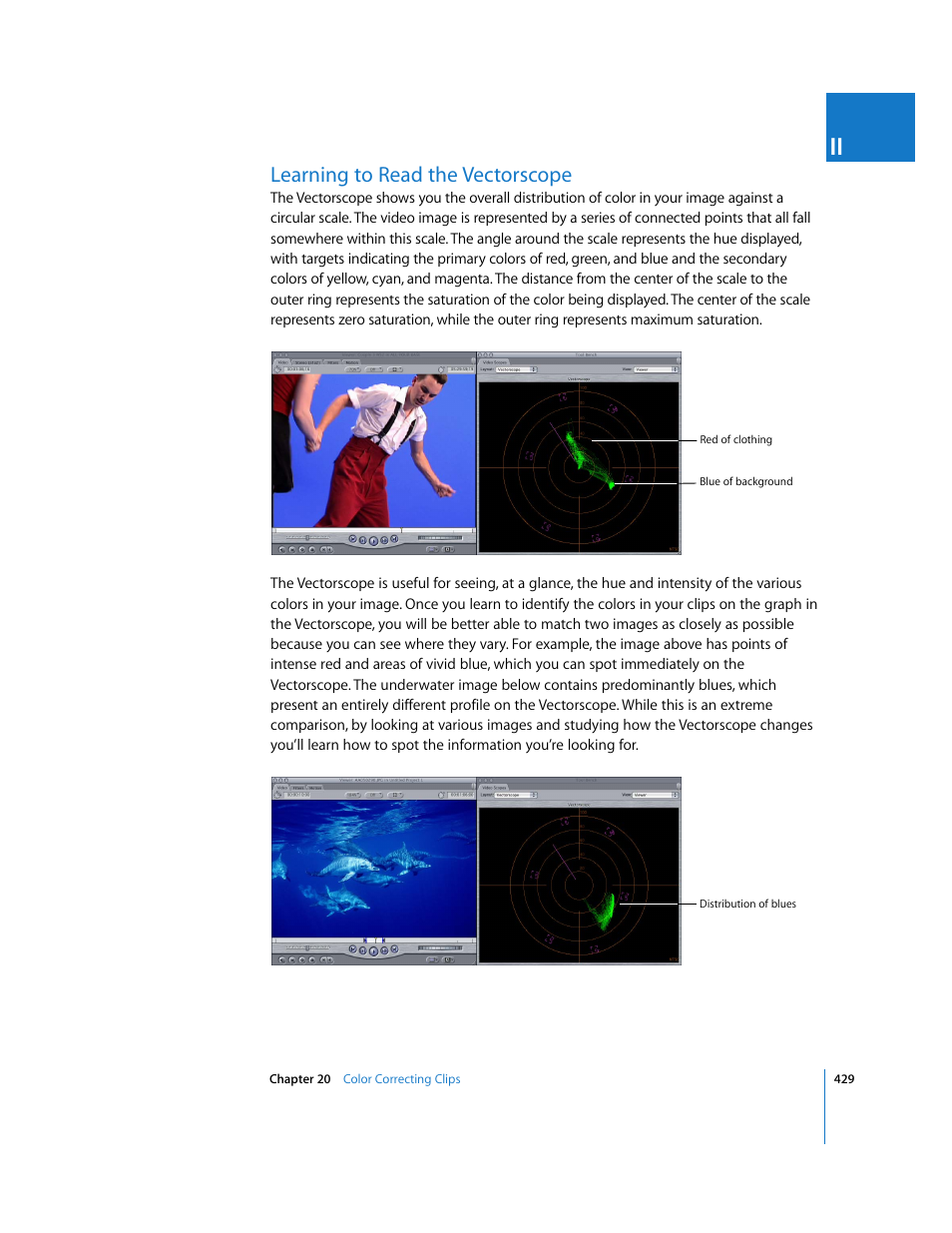 Learning to read the vectorscope | Apple Final Cut Pro 5 User Manual | Page 1216 / 1868