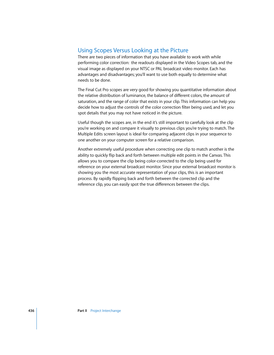 Using scopes versus looking at the picture | Apple Final Cut Pro 5 User Manual | Page 1223 / 1868