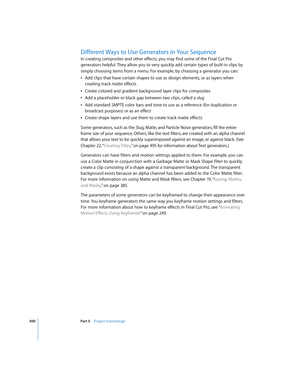 Different ways to use generators in your sequence, P. 490) | Apple Final Cut Pro 5 User Manual | Page 1277 / 1868