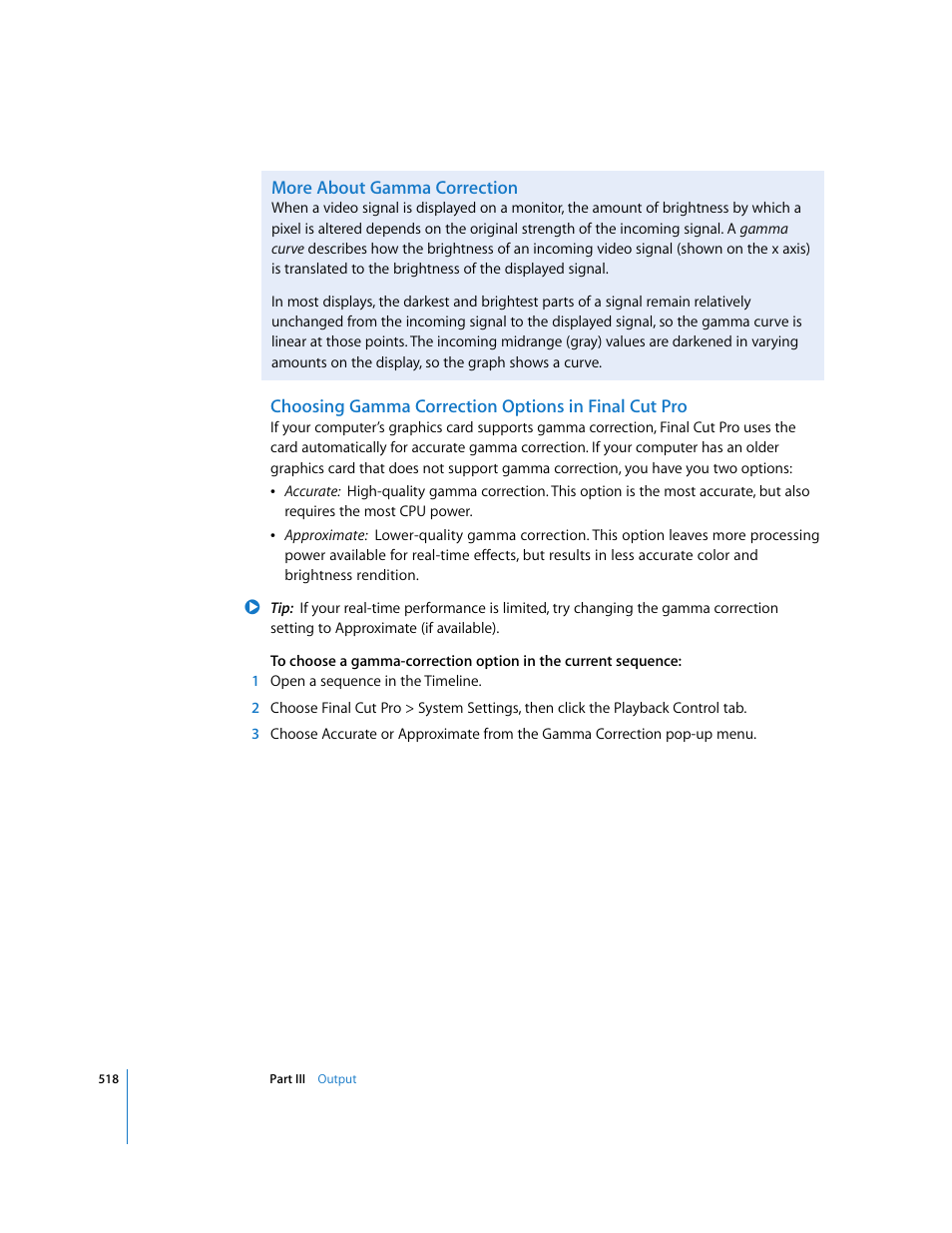 More about gamma correction, Choosing gamma correction options in final cut pro | Apple Final Cut Pro 5 User Manual | Page 1305 / 1868