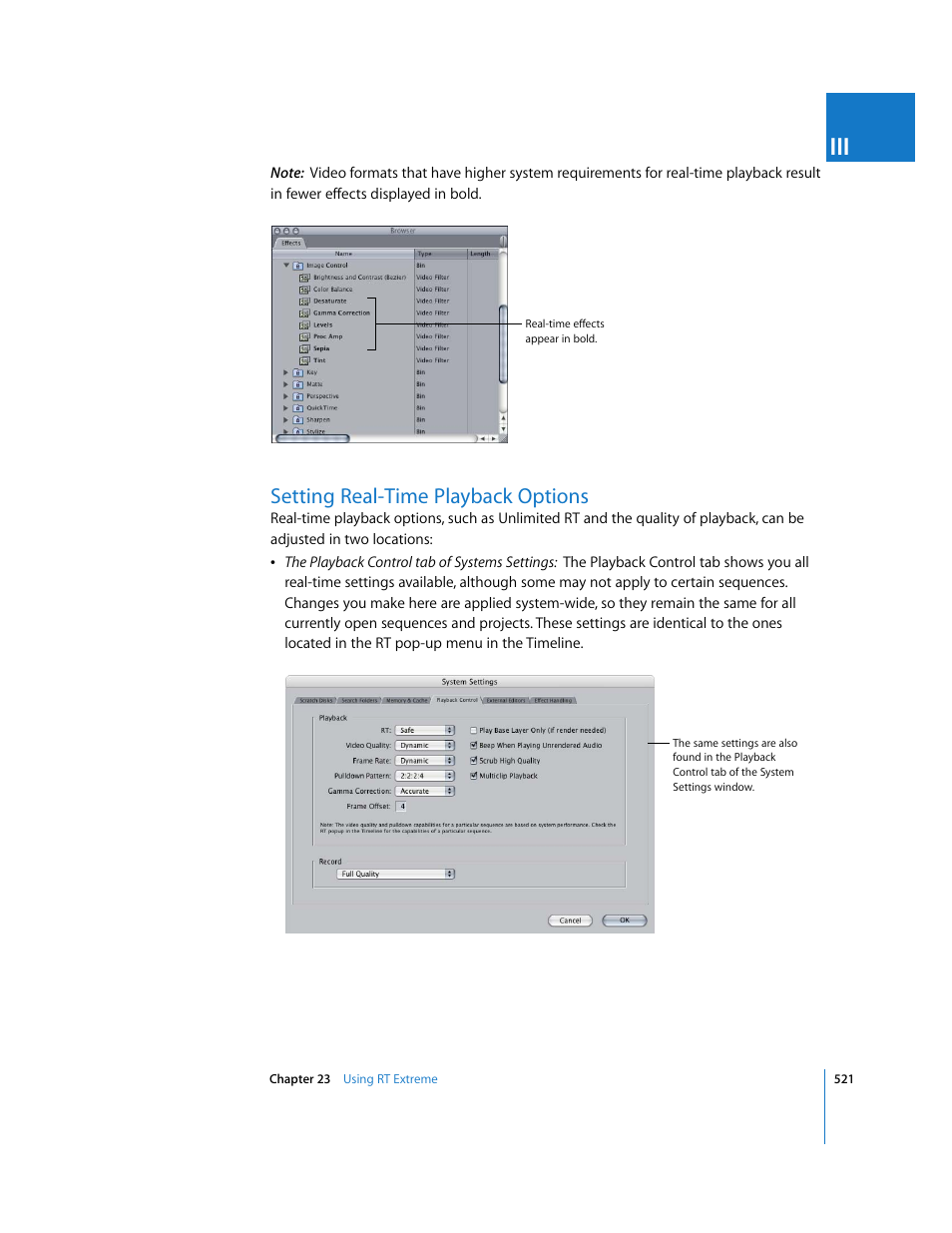 Setting real-time playback options | Apple Final Cut Pro 5 User Manual | Page 1308 / 1868