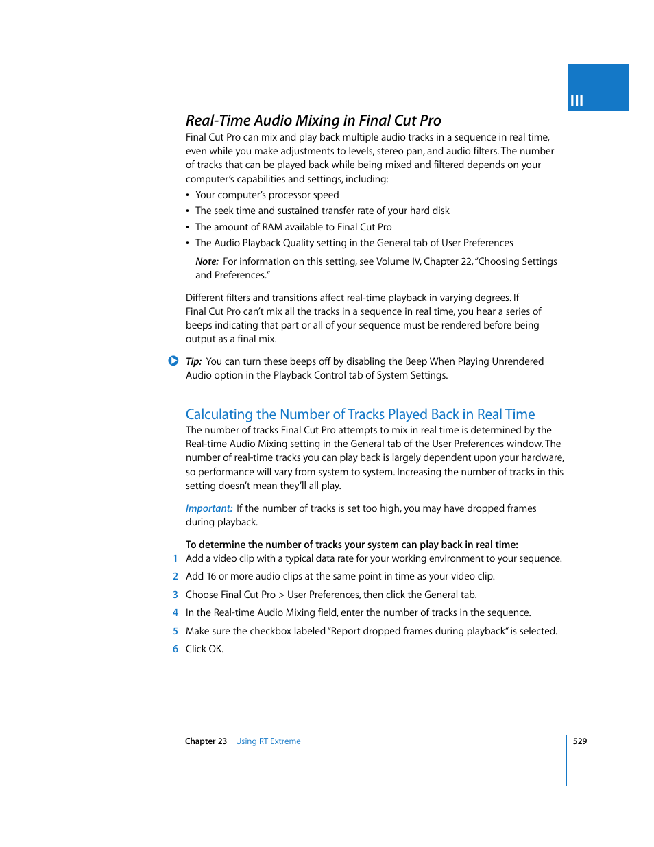 Real-time audio mixing in final cut pro, E detail in, Real-time | Audio mixing in final cut pro, P. 529) | Apple Final Cut Pro 5 User Manual | Page 1316 / 1868