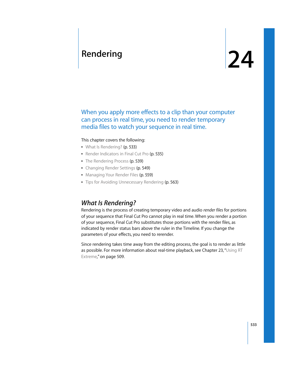 Rendering, What is rendering, Chapter 24 | Apple Final Cut Pro 5 User Manual | Page 1320 / 1868