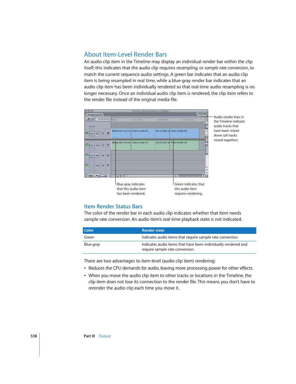 About item-level render bars, Item render status bars | Apple Final Cut Pro 5 User Manual | Page 1325 / 1868