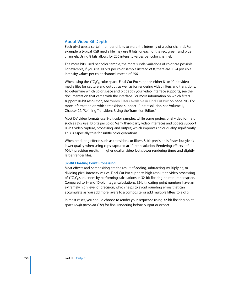 About video bit depth | Apple Final Cut Pro 5 User Manual | Page 1337 / 1868