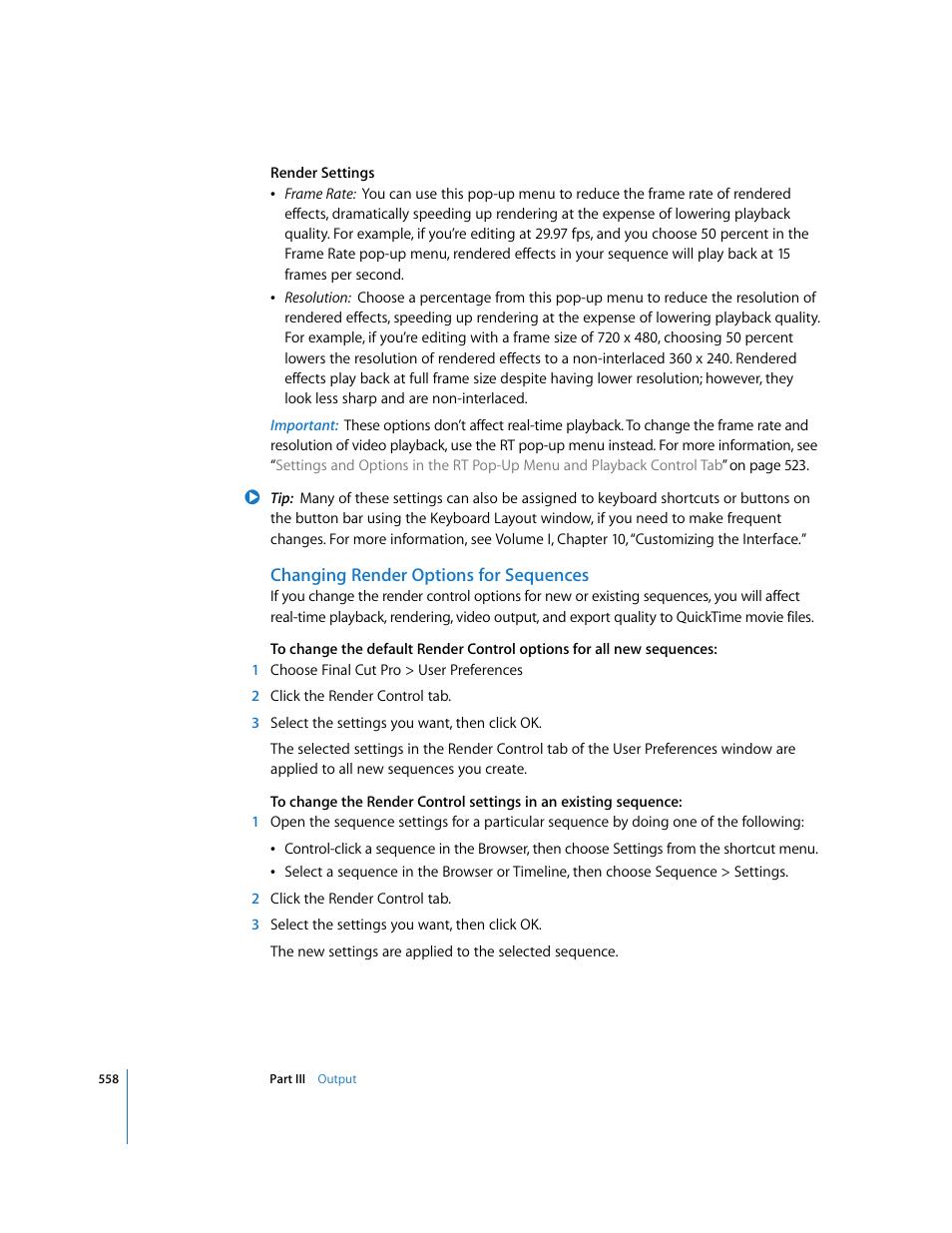 Changing render options for sequences | Apple Final Cut Pro 5 User Manual | Page 1345 / 1868