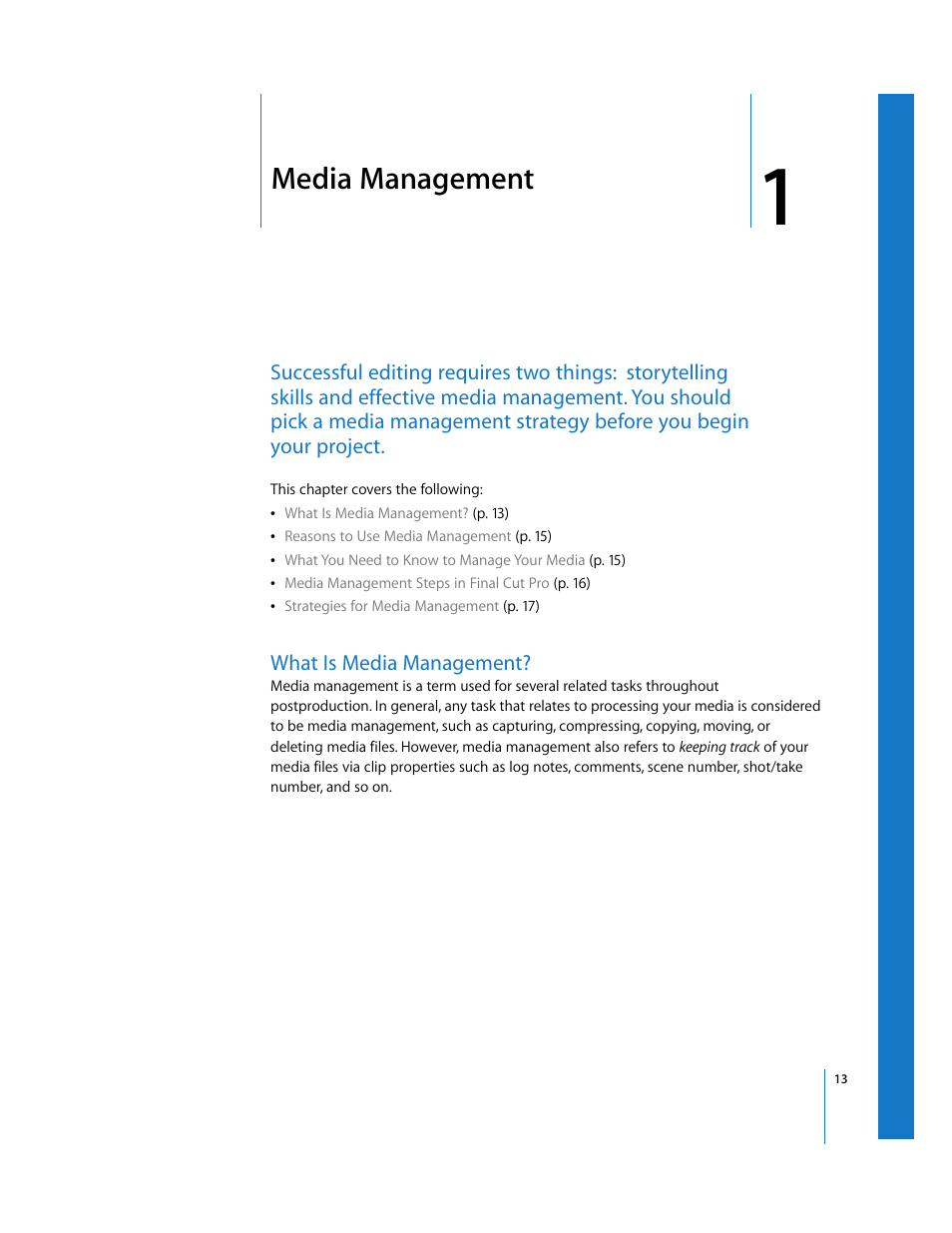 Media management, What is media management, Chapter 1 | Apple Final Cut Pro 5 User Manual | Page 1364 / 1868