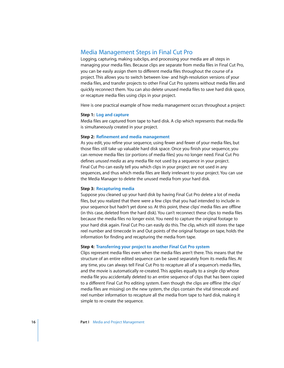 Media management steps in final cut pro, P. 16) | Apple Final Cut Pro 5 User Manual | Page 1367 / 1868