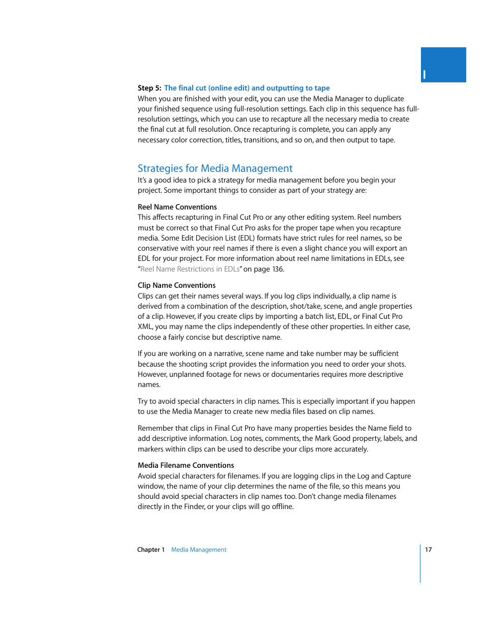 Strategies for media management, P. 17) | Apple Final Cut Pro 5 User Manual | Page 1368 / 1868