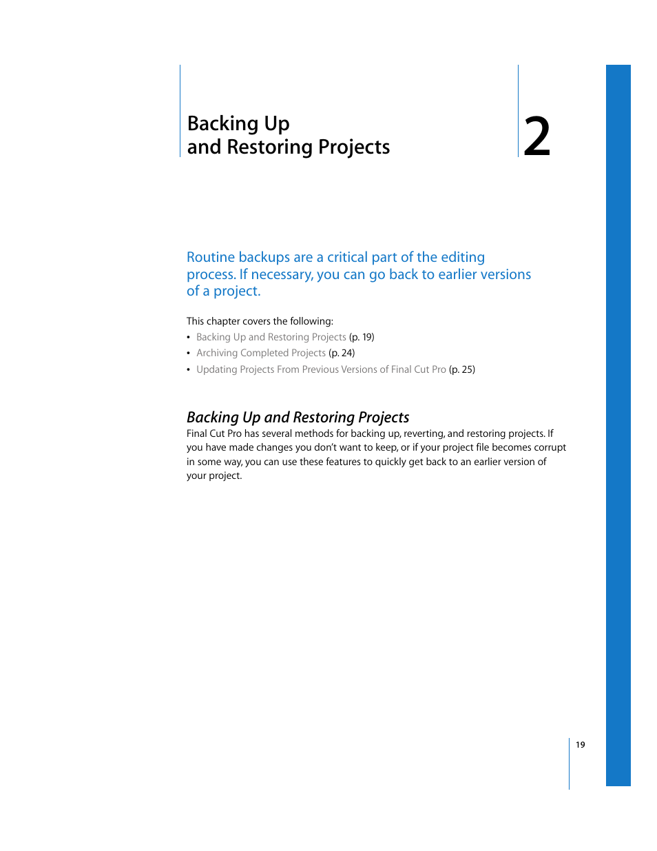 Backing up and restoring projects, Chapter 2 | Apple Final Cut Pro 5 User Manual | Page 1370 / 1868