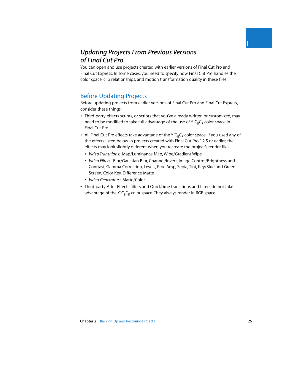 Before updating projects, P. 25) | Apple Final Cut Pro 5 User Manual | Page 1376 / 1868