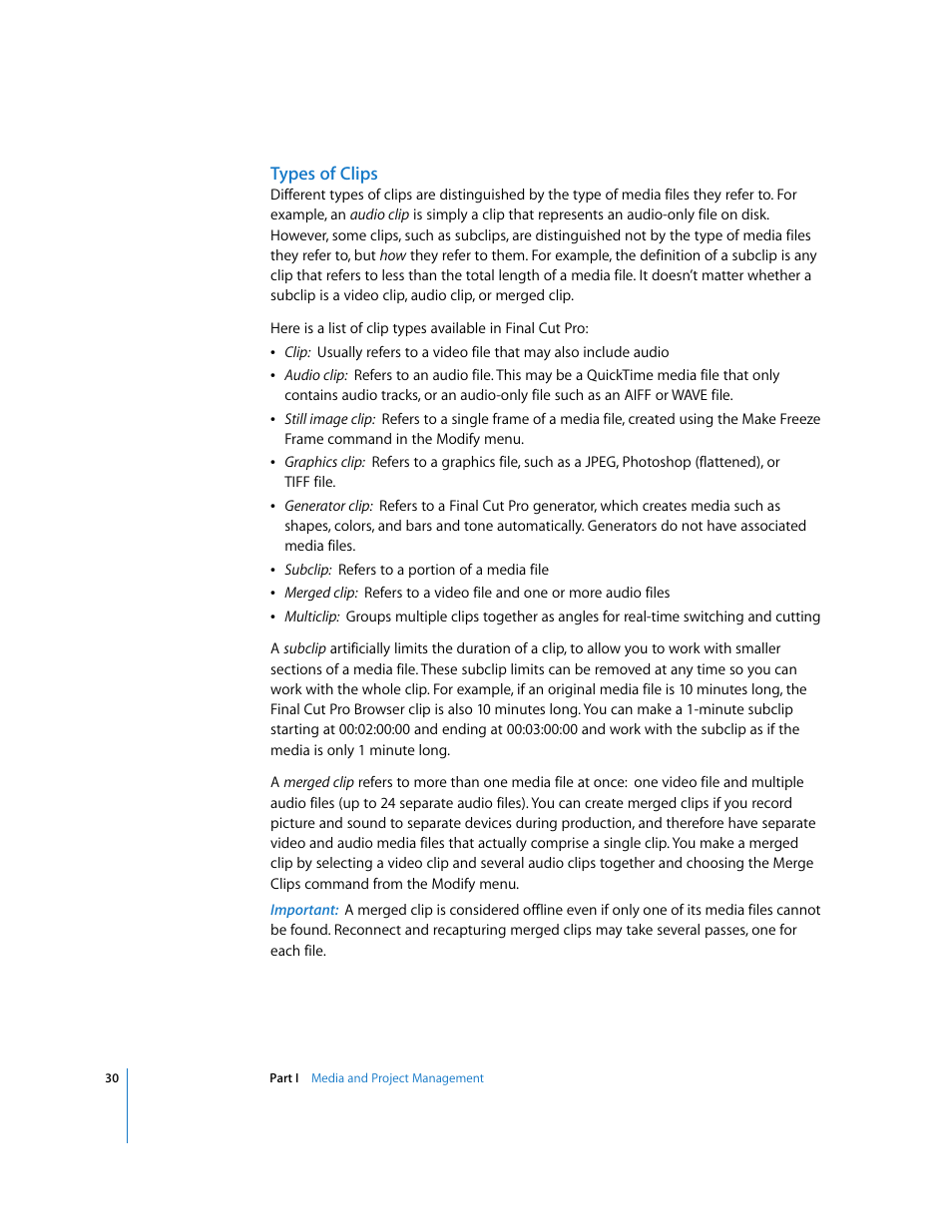 Types of clips | Apple Final Cut Pro 5 User Manual | Page 1381 / 1868