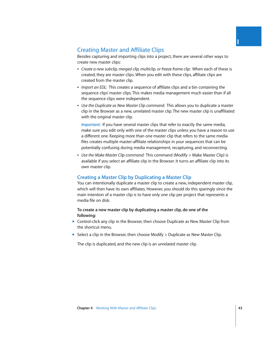 Creating master and affiliate clips | Apple Final Cut Pro 5 User Manual | Page 1394 / 1868