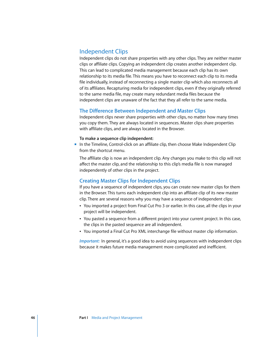 Independent clips, Creating master clips for independent clips | Apple Final Cut Pro 5 User Manual | Page 1397 / 1868