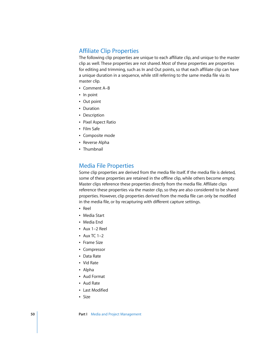 Affiliate clip properties, Media file properties | Apple Final Cut Pro 5 User Manual | Page 1401 / 1868