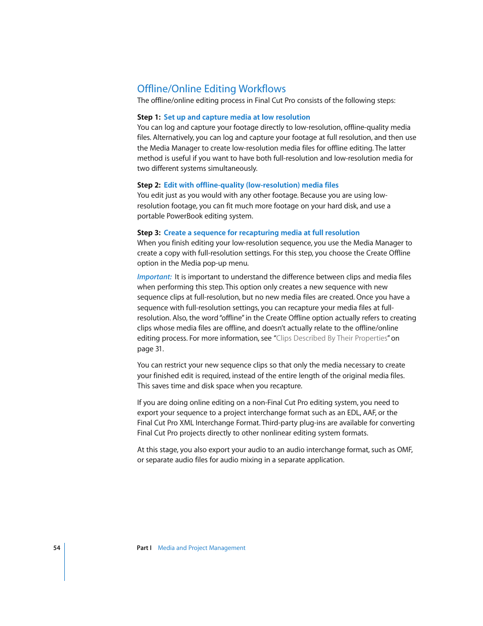 Offline/online editing workflows, P. 54) | Apple Final Cut Pro 5 User Manual | Page 1405 / 1868