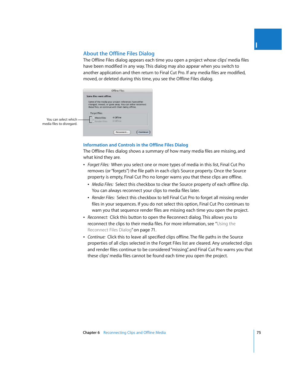 About the offline files dialog | Apple Final Cut Pro 5 User Manual | Page 1426 / 1868