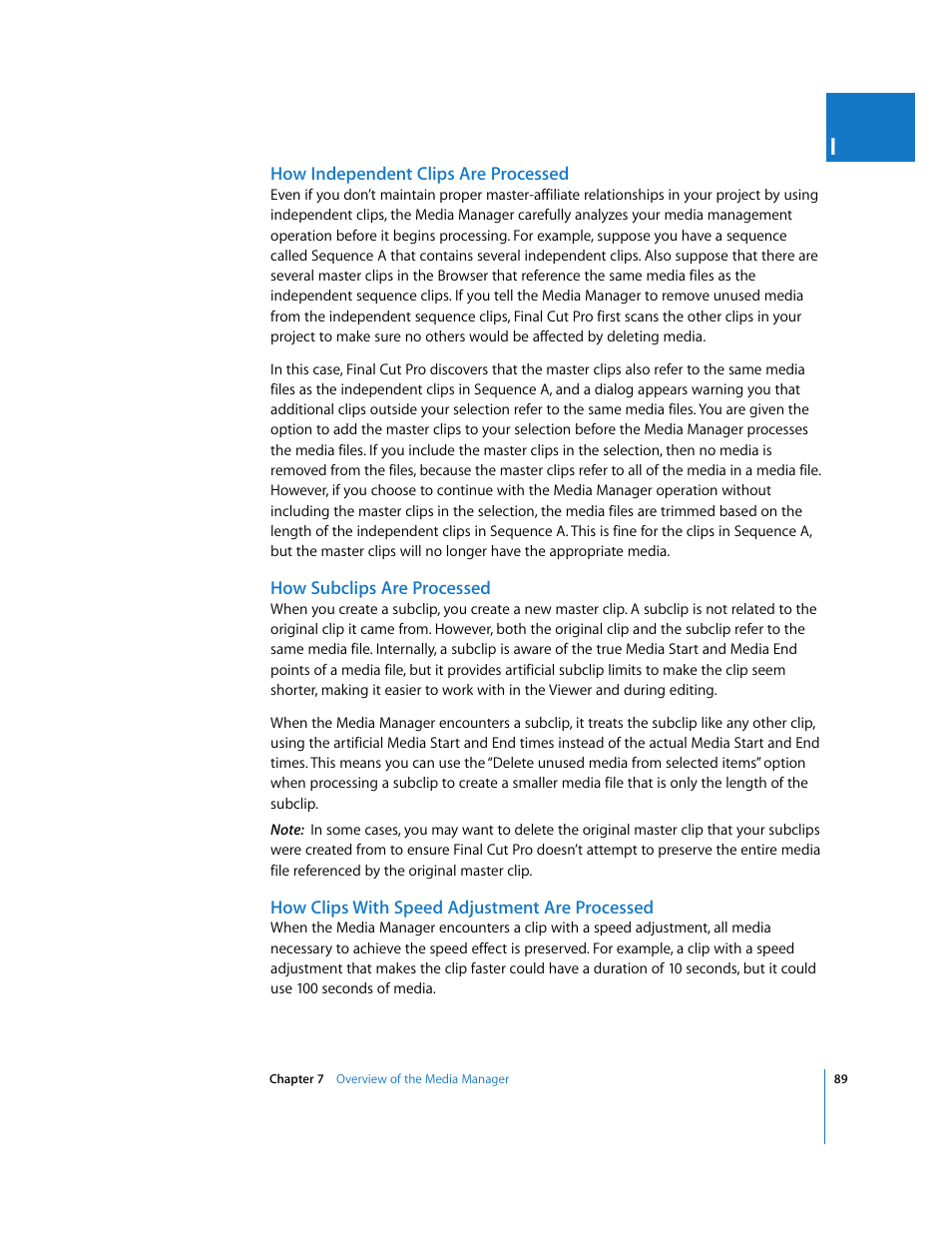 How independent clips are processed, How subclips are processed, How clips with speed adjustment are processed | Apple Final Cut Pro 5 User Manual | Page 1440 / 1868