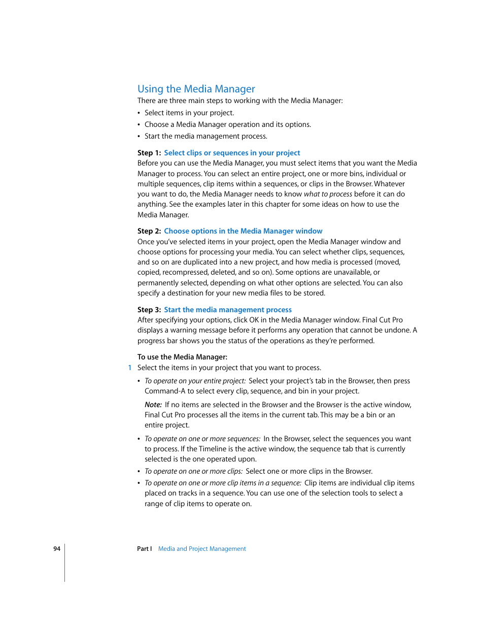 Using the media manager, P. 94) | Apple Final Cut Pro 5 User Manual | Page 1445 / 1868