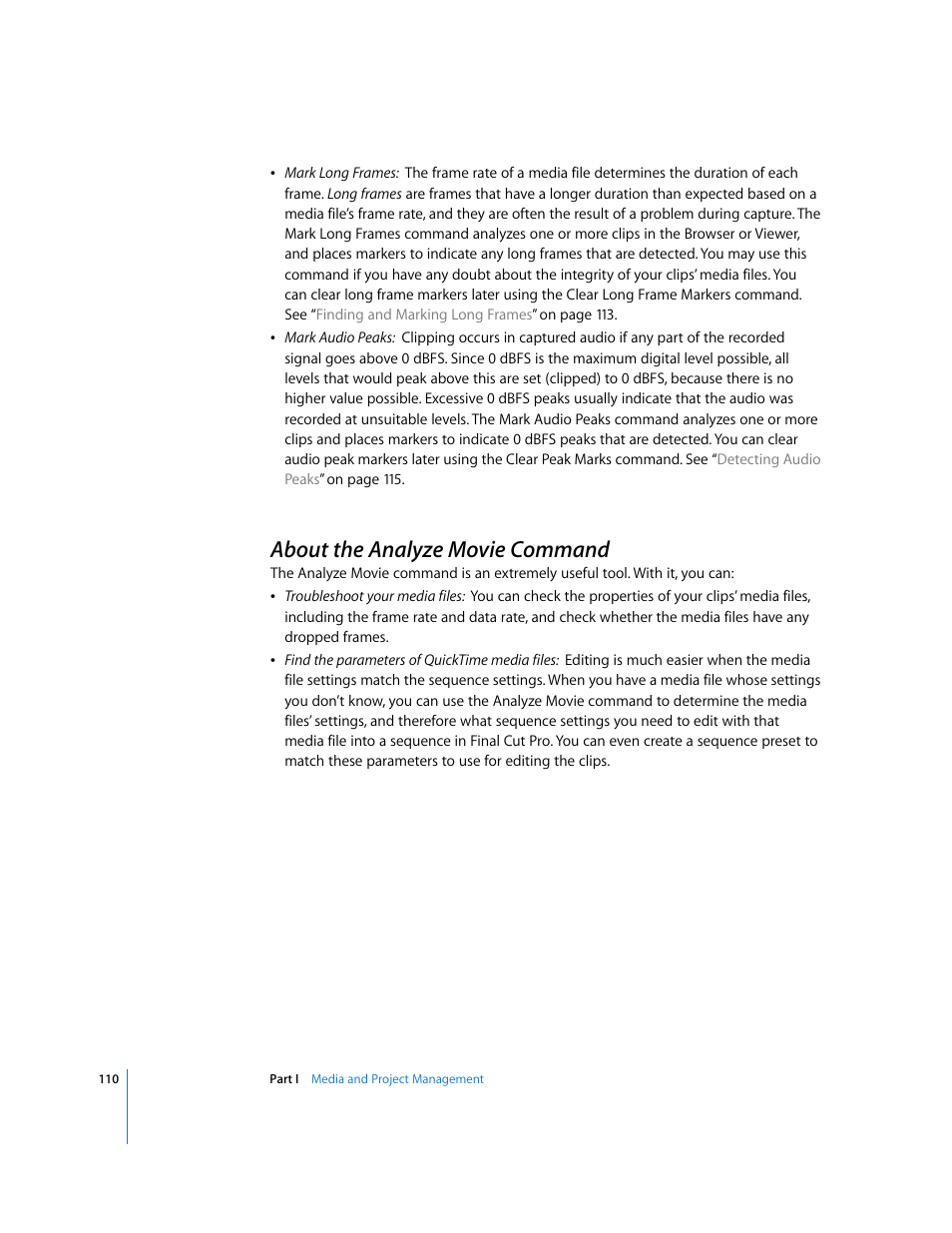 About the analyze movie command, P. 110) | Apple Final Cut Pro 5 User Manual | Page 1461 / 1868