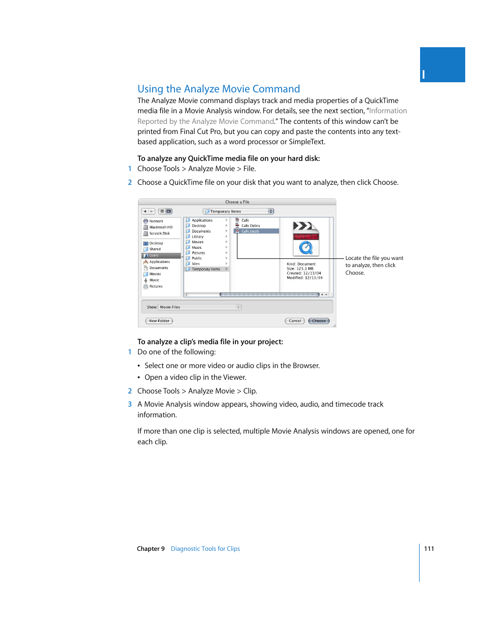Using the analyze movie command | Apple Final Cut Pro 5 User Manual | Page 1462 / 1868