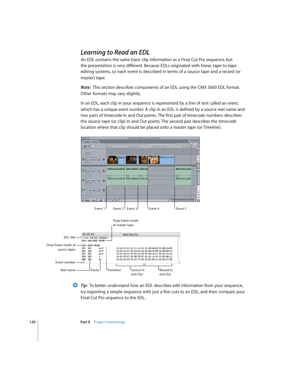 Learning to read an edl, P. 120) | Apple Final Cut Pro 5 User Manual | Page 1471 / 1868