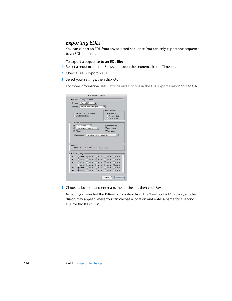 Exporting edls, P. 124) | Apple Final Cut Pro 5 User Manual | Page 1475 / 1868