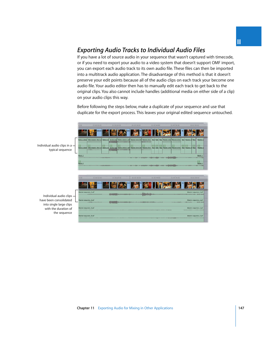Exporting audio tracks to individual audio files, P. 147) | Apple Final Cut Pro 5 User Manual | Page 1498 / 1868