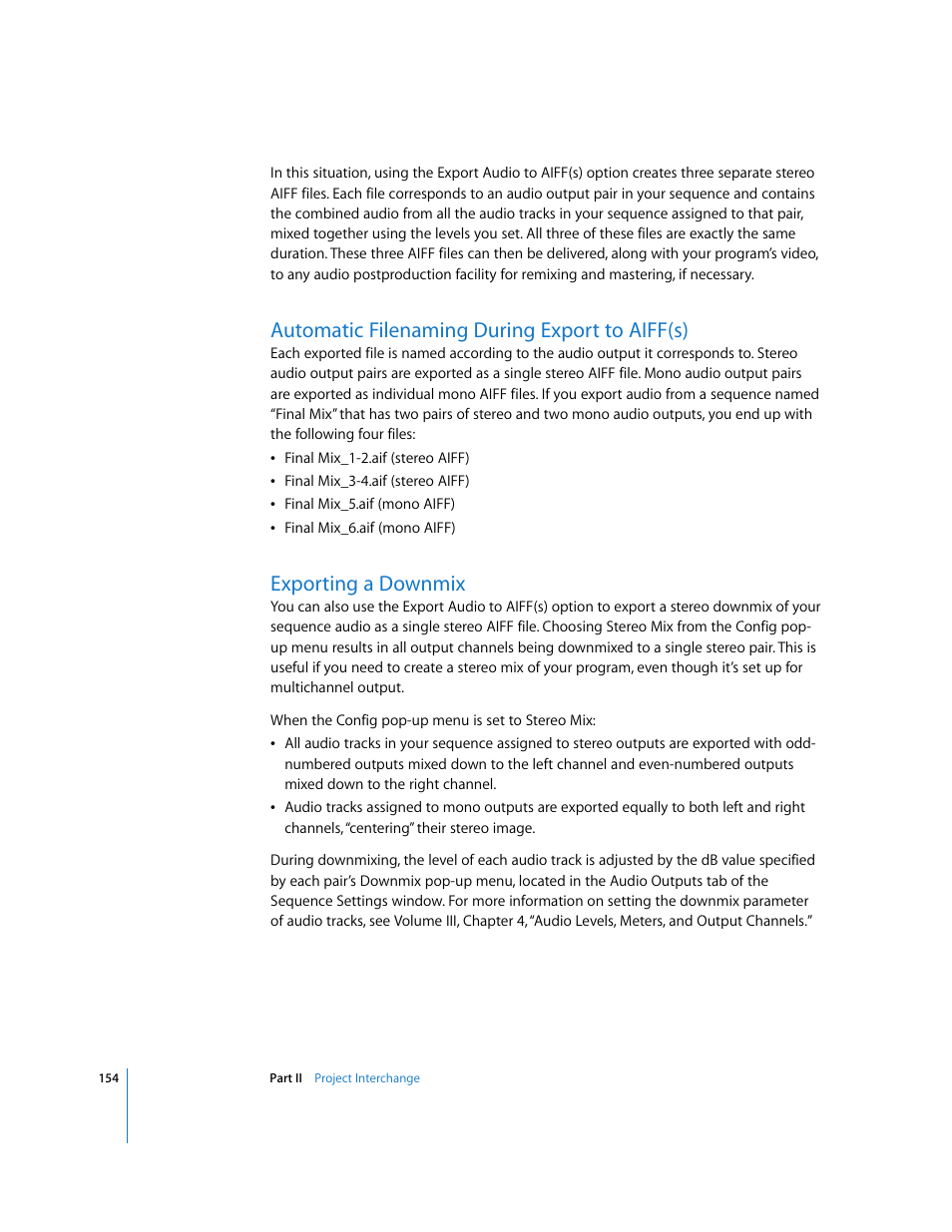Automatic filenaming during export to aiff(s), Exporting a downmix | Apple Final Cut Pro 5 User Manual | Page 1505 / 1868