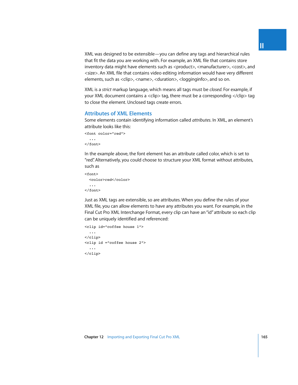 Attributes of xml elements | Apple Final Cut Pro 5 User Manual | Page 1516 / 1868
